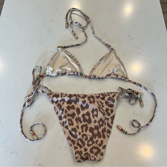 zimmermann jude mini triangle bikini in leopard print (not padded) - Picture 12 of 13